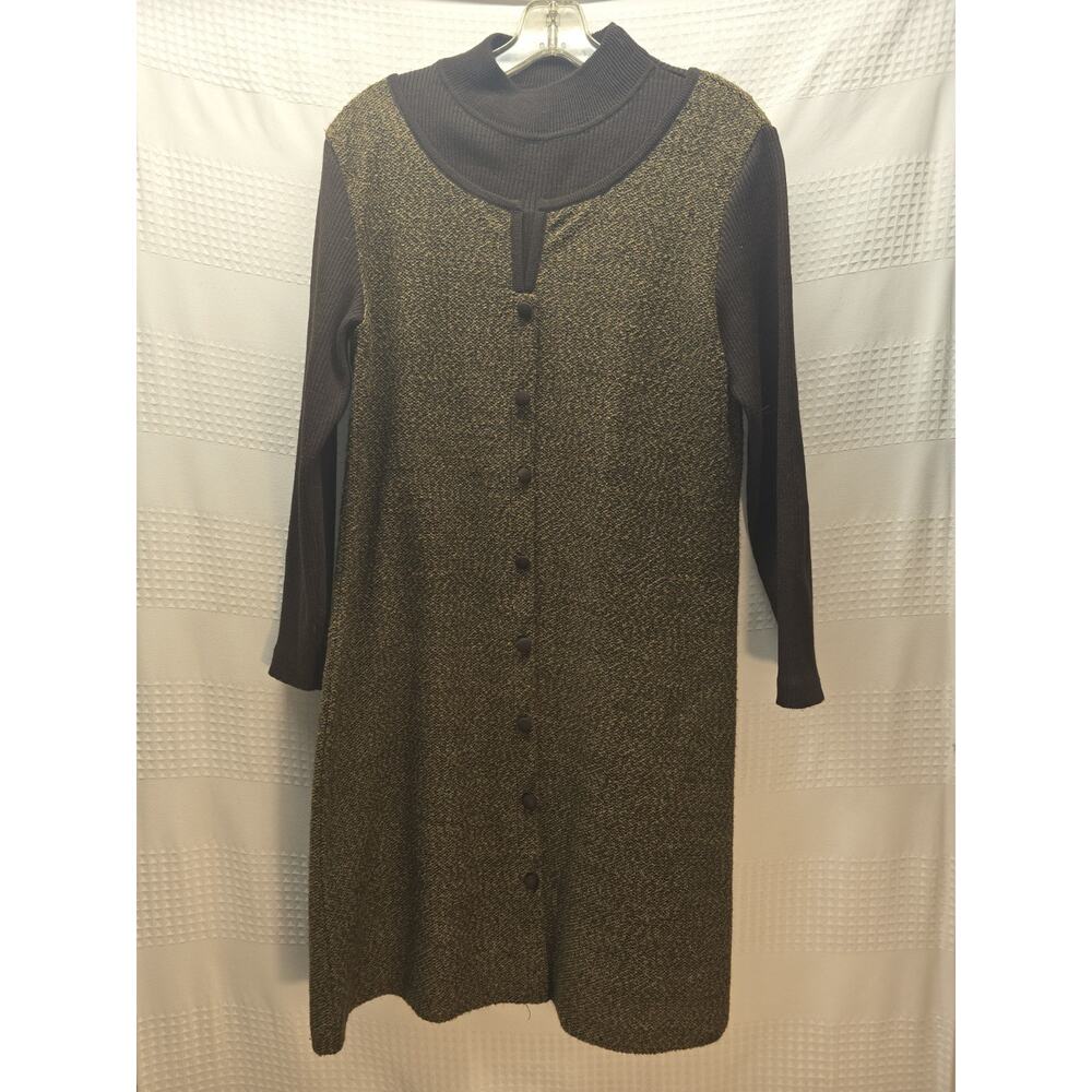 Melissa Harper Vintage long-sleeve sweater dress with a front button sz Med